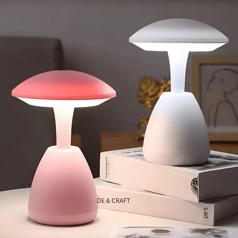 Luminária de Mesa Cogumelo LED – Toque Mágico com 3 Tons de Luz