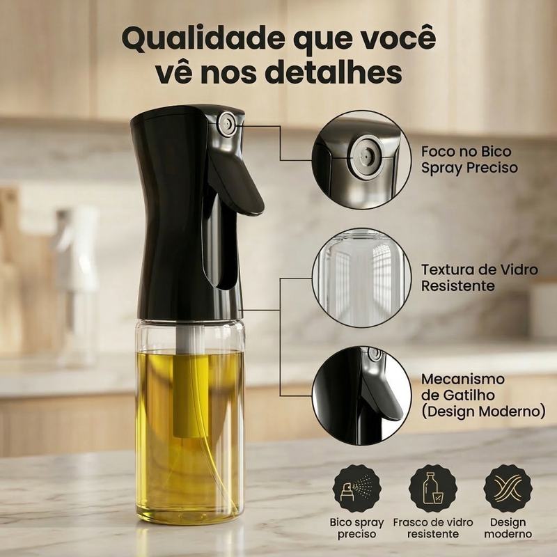 Kit 1 ou 2 Spray Borrifador de Azeite 220ml De Vidro Óleo Vinagre Galheteiro Cozinha ENVIO IMEDIATO